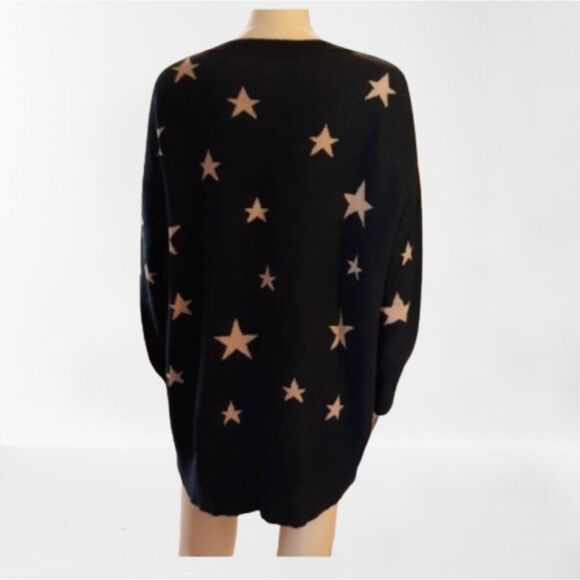 Como Vintage Woman Plus Stars Rayon Sweater size 1X black gold C98 - Picture 2 of 8